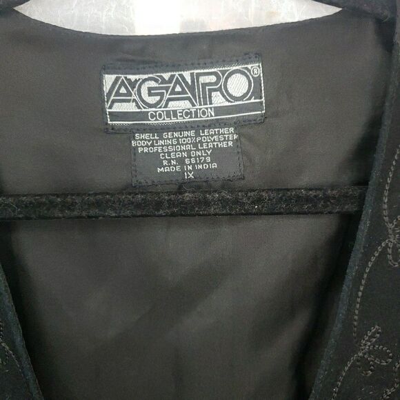 90s Y2K Agapo Collection Women's Black Suede Leather Whimsy Goth Vest Vtg Sz 1X - Picture 2 of 7